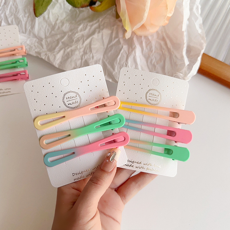 Korean candy-colored duckbill clips, simple macaron metal bb clips, girl's side bangs clips, and scratch-off clips Specification drawing