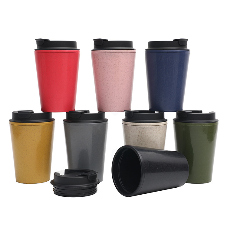 New manufacturer wholesale cross-border European and American double-layer water cups, mini portable wheat straw fashionable and simple car coffee cups Specification drawing