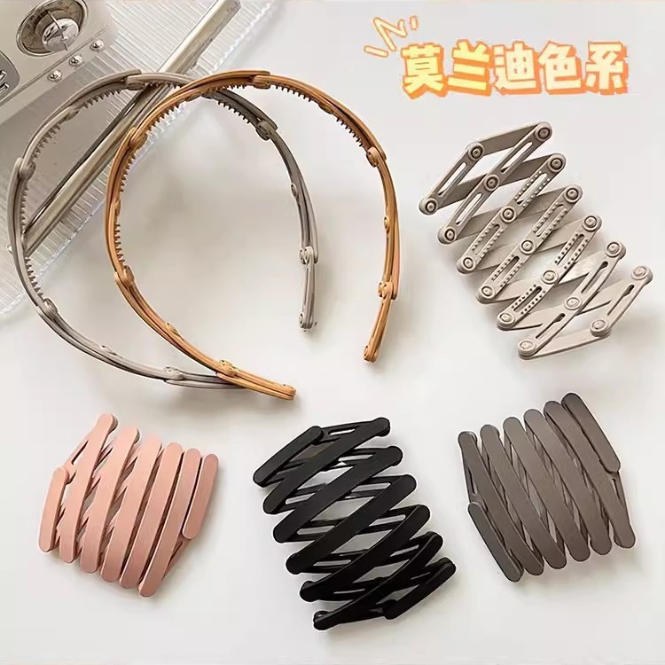 Extendable and foldable hair band, special toothed hair-pressing anti-slip headband for women's face washing and mask application, travel hair clips, hair bundles full figure