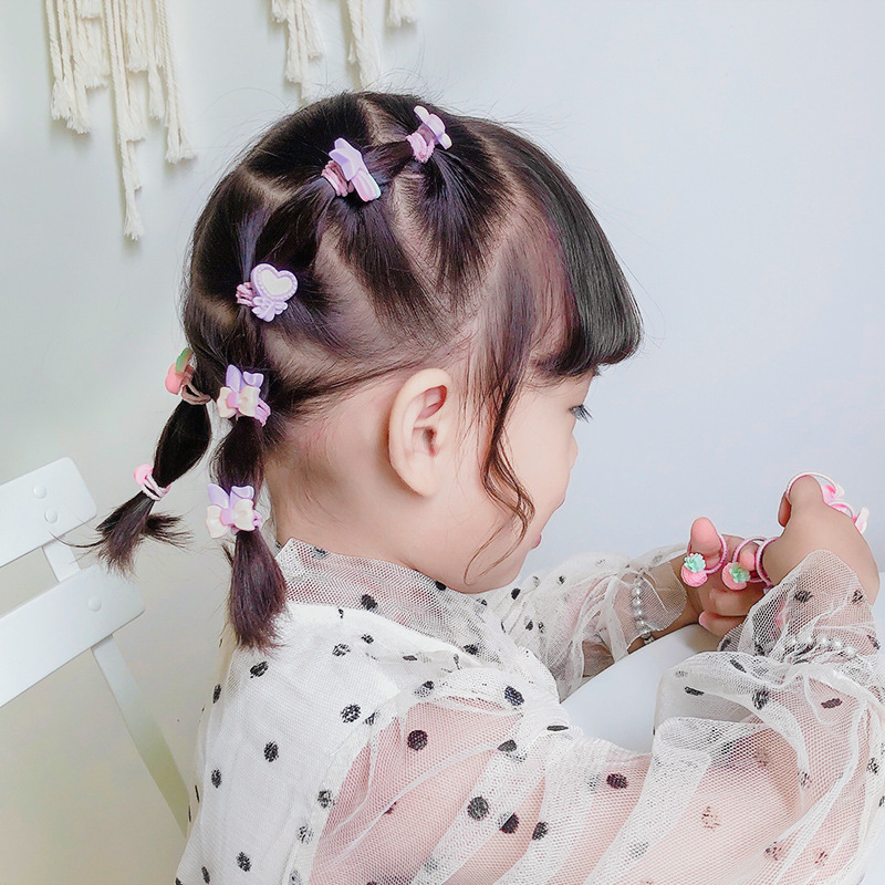 Baby thumb hair band, children's rubber band, cute girls' hair accessory, hair tie rubber band, no hair damage, good elasticity, hair tie Application Scenario