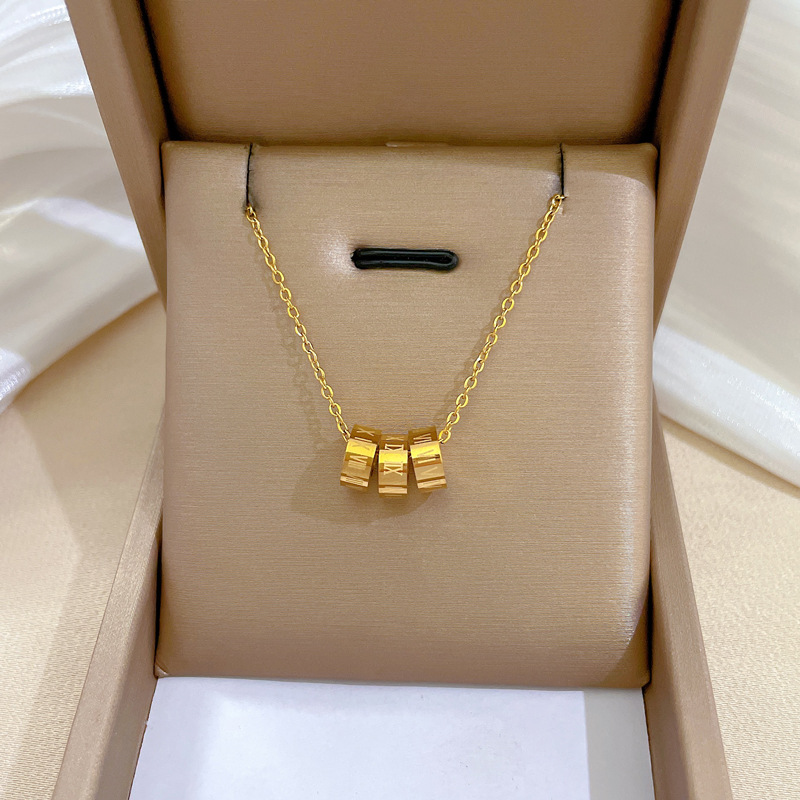 【 All-titanium Steel 】 Roman ring style, minimalist style, real gold necklace inside the furnace, women's ins collarbone chain full figure
