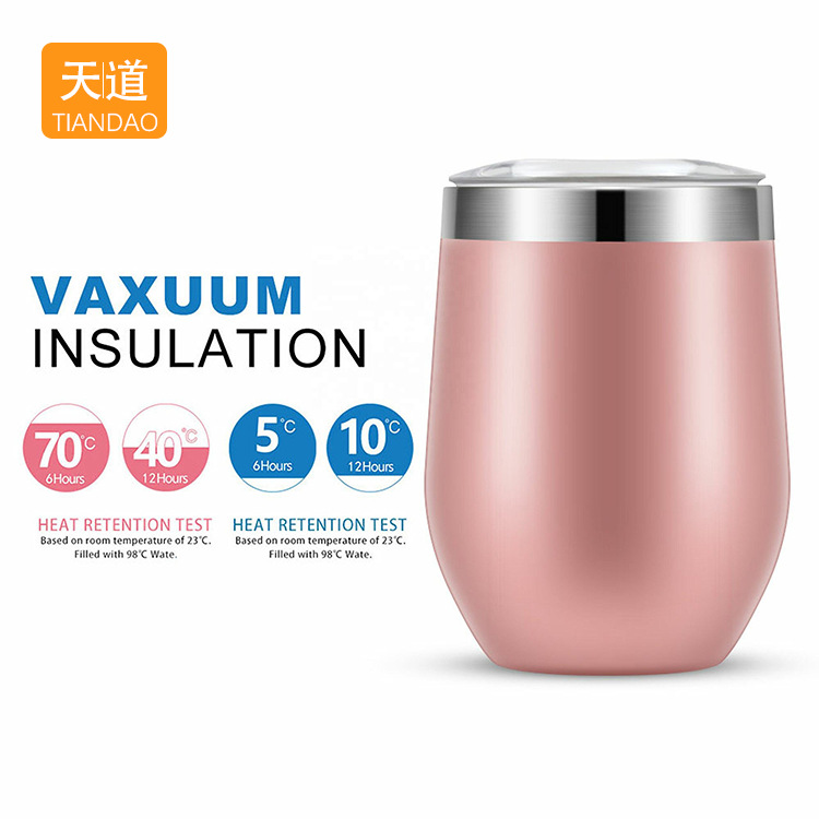 Cross-border best-selling stainless steel double-layer eggshell cup 12oz red wine glass, insulated and cold-resistant U-shaped large-bellied egg cup full figure