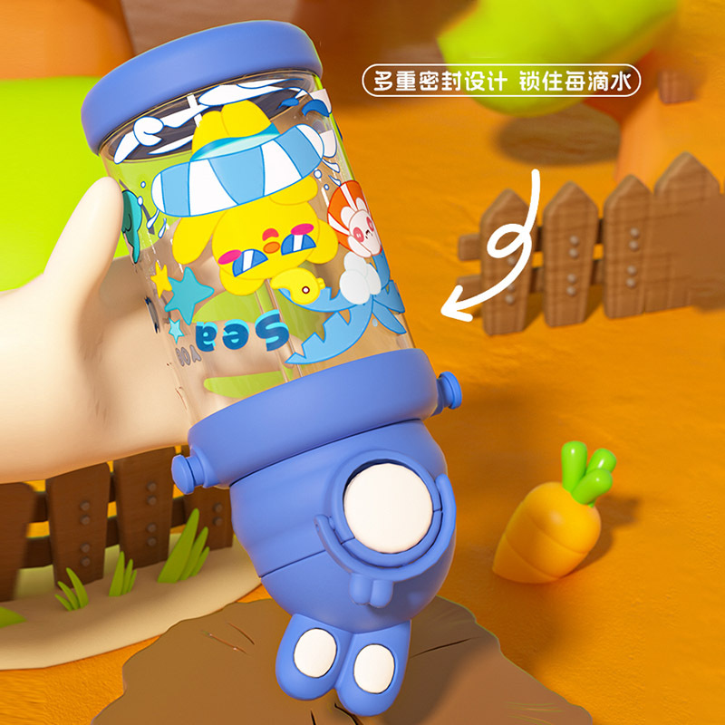 Summer new cartoon children's plastic cup, cute and adorable girls' water cup, outdoor portable large-capacity high-temperature resistant straw cup Application Scenario