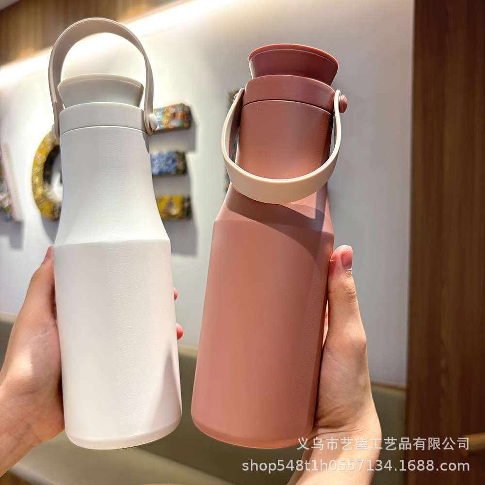 New cross-border sports water bottle for bowling, 304 stainless steel handle insulated cup, portable outdoor vacuum water cup full figure