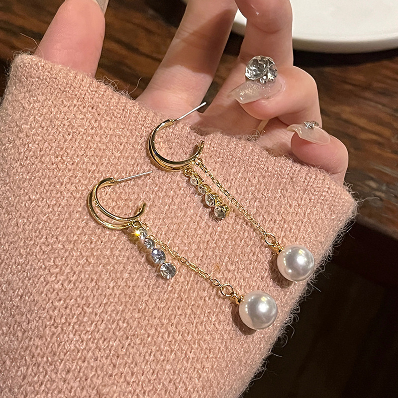 The Rose Story Silver Needle Earrings 2025 New Style bestseller, elegant tassel earrings, pearl earrings for women Specification drawing
