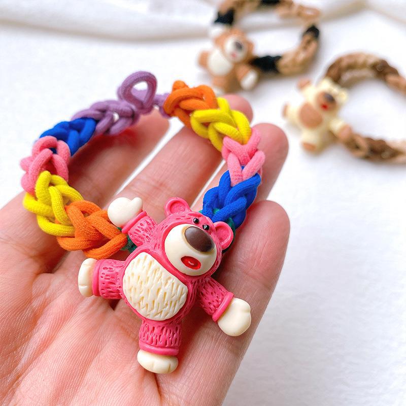 2022 New diy handmade strawberry bear bracelet, colorful woven rubber band, couple bracelet for girls to give to their best friends Specification drawing