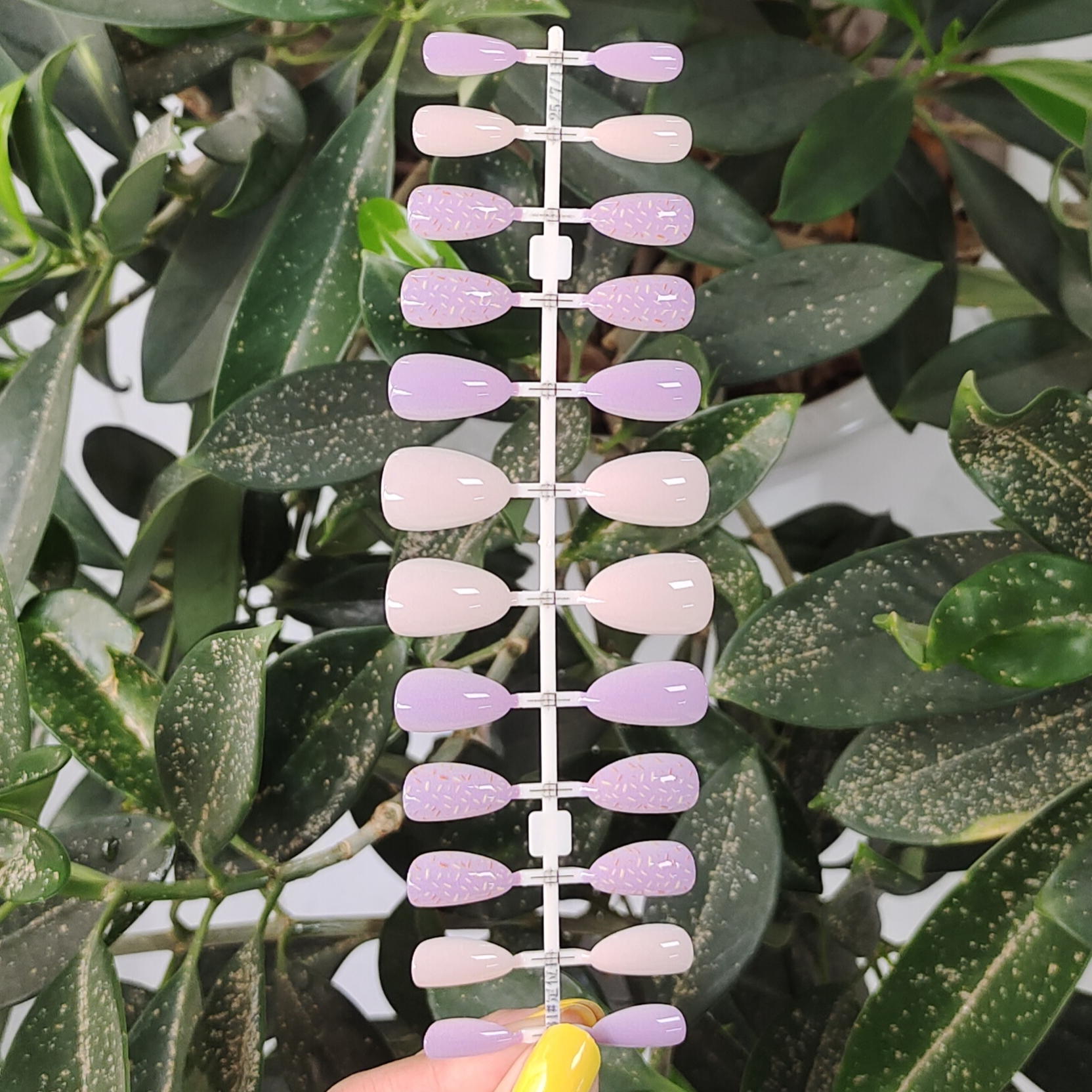 24 PCS PRESS ON NAIL TIPS MEDIUM SQUARE SHAPE WITH PURPLE PATTERN full figure