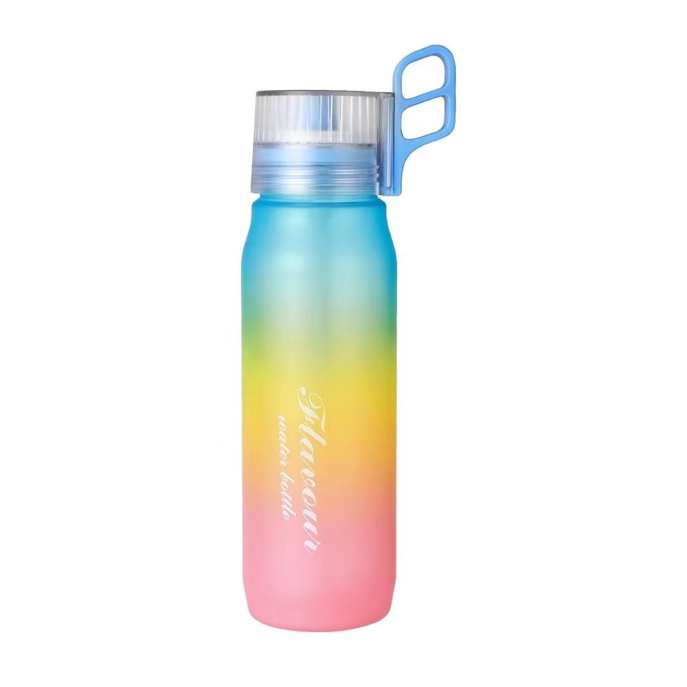 Cross-border bestseller Playful fruit-flavored water bottle, sugar-free and caloric extract fragrance straw, two-color gradient plastic water cup, PC scented cup Item Picture