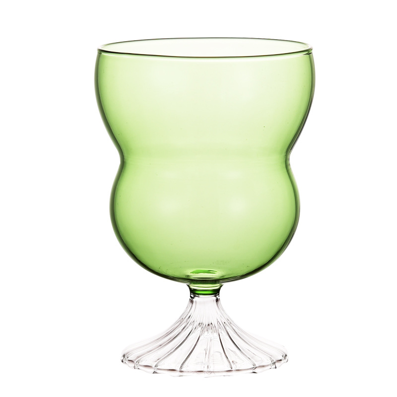 Creative ice cream highball cups, colorful transparent glass gourds, red wine glasses, household heat-resistant milk cups, beverage cups Item Picture