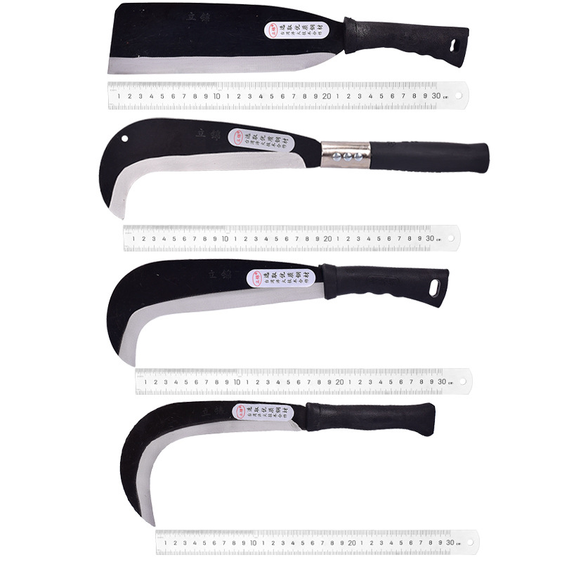 Agricultural branch and firewood chopping knife, household harvesting and weeding sickle, grass cutting knife, small firewood knife, plastic-handled 309 plastic-handled curved banana knife Item Picture