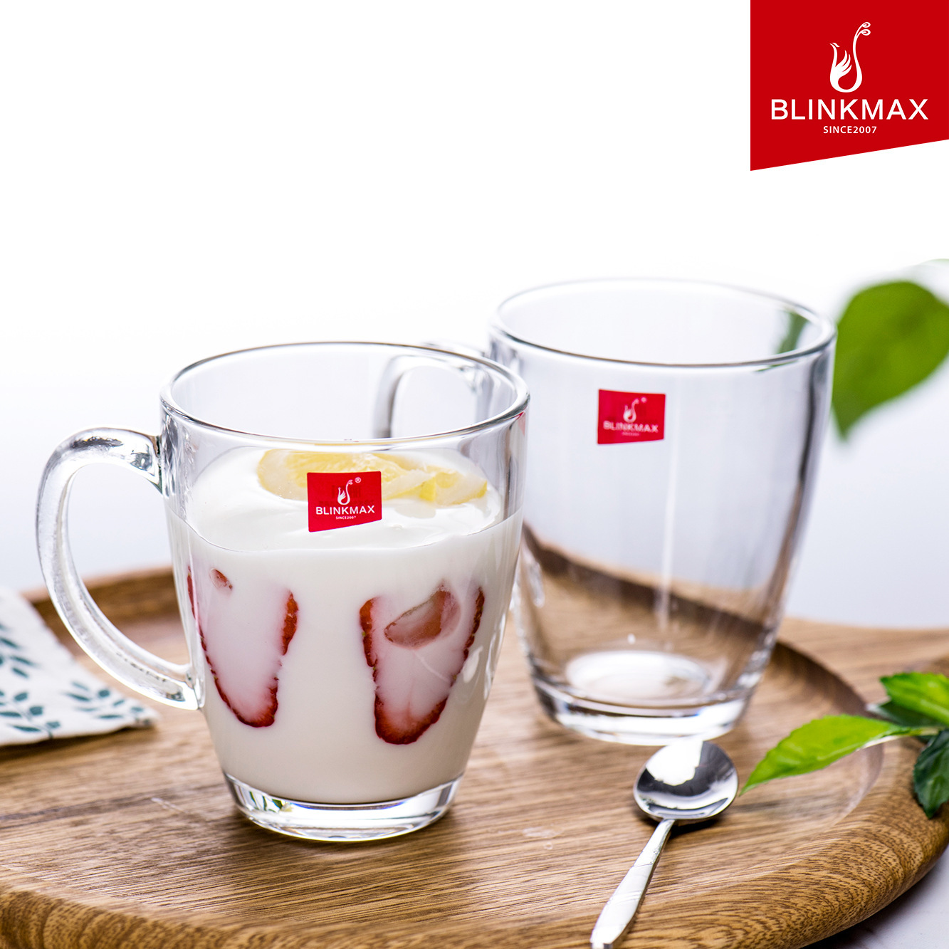ins glass milk breakfast cups with handles, coffee flower tea cups, oatmeal and fruit breakfast cups wholesale details Picture