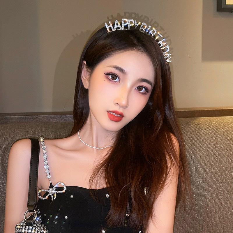 HAPPYBIRTHDAY Headband Headwear, Queen Headband, Crown Party, new Internet celebrity hair clip details Picture