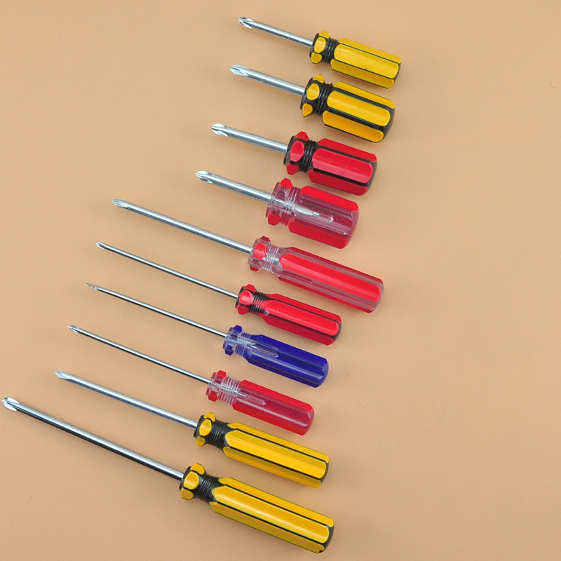 Radish head screwdriver, mini colored bar screwdriver, small screwdriver, cross screwdriver, two-color handle screwdriver, cross full figure