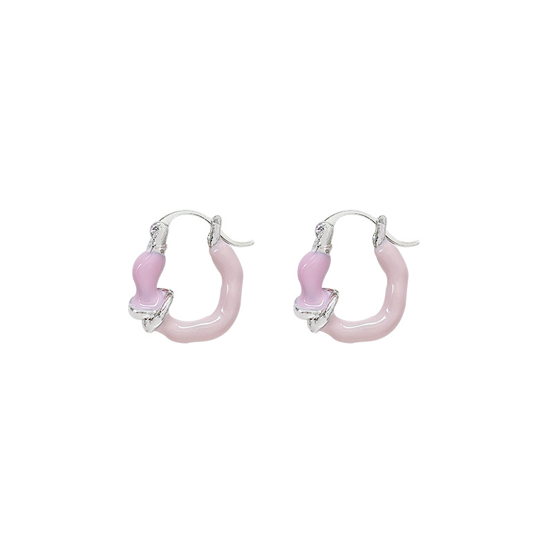 Sweet and cool knot-tied earrings, white and blue contrasting stud earrings, women's fashionable and trendy design earrings, light luxury and high-end ear buckles Item Picture