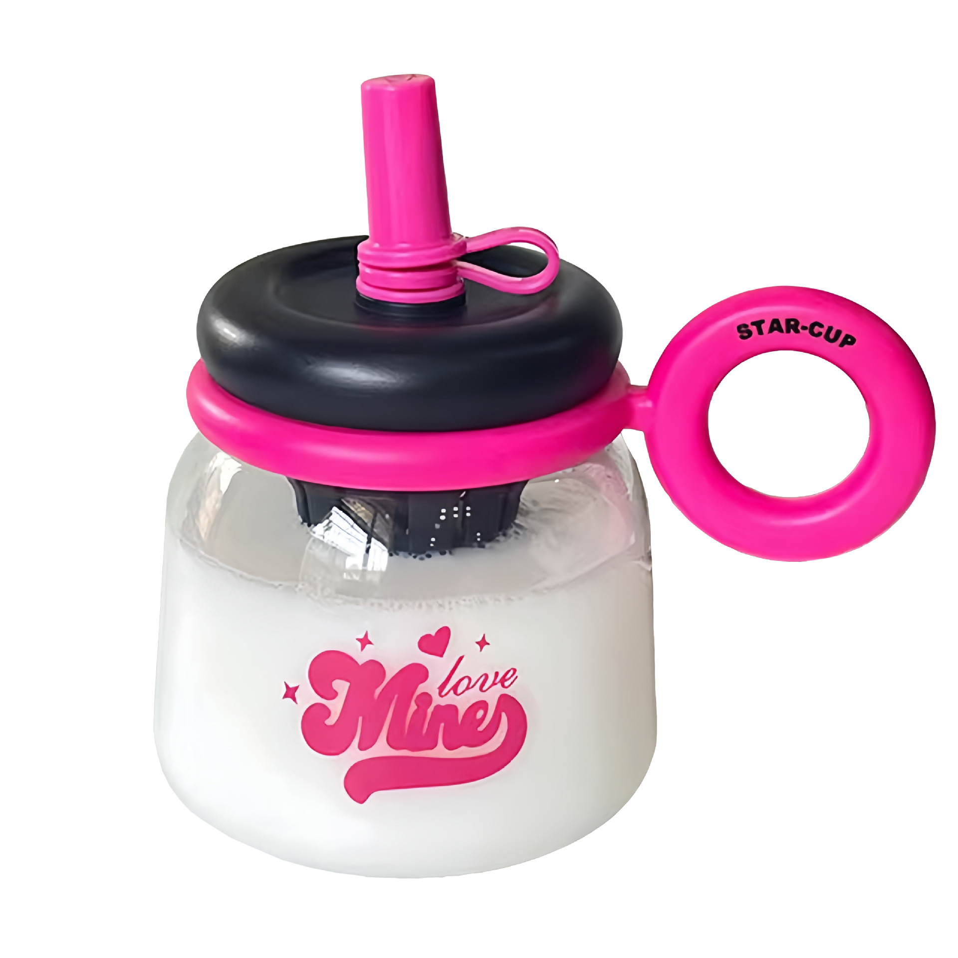 New office water cup with a filter, tea-water separation straw cup, large capacity, big belly and handle, plastic cup Item Picture