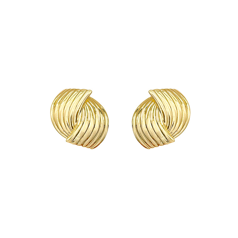 French retro texture interlaced design earrings, women's European and American light luxury niche metal cold style stud earrings Item Picture