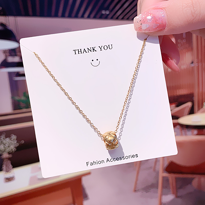 Korean version simple small gold bead necklace, women's real gold electroplated popular collarbone chain, niche and versatile, non-fading necklace accessory full figure