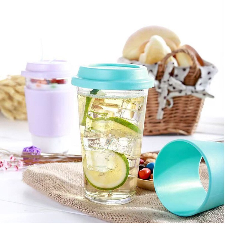 Transparent glass water cup with handle, coffee cup, simple large-capacity glass water cup, business gift glass water cup details Picture