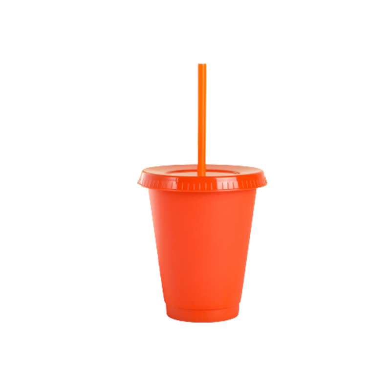 【 Processing and Customization 】 Wholesale of 16oz plastic straw cups, children's frosted portable cups, milk tea and beverage drinking cups Item Picture