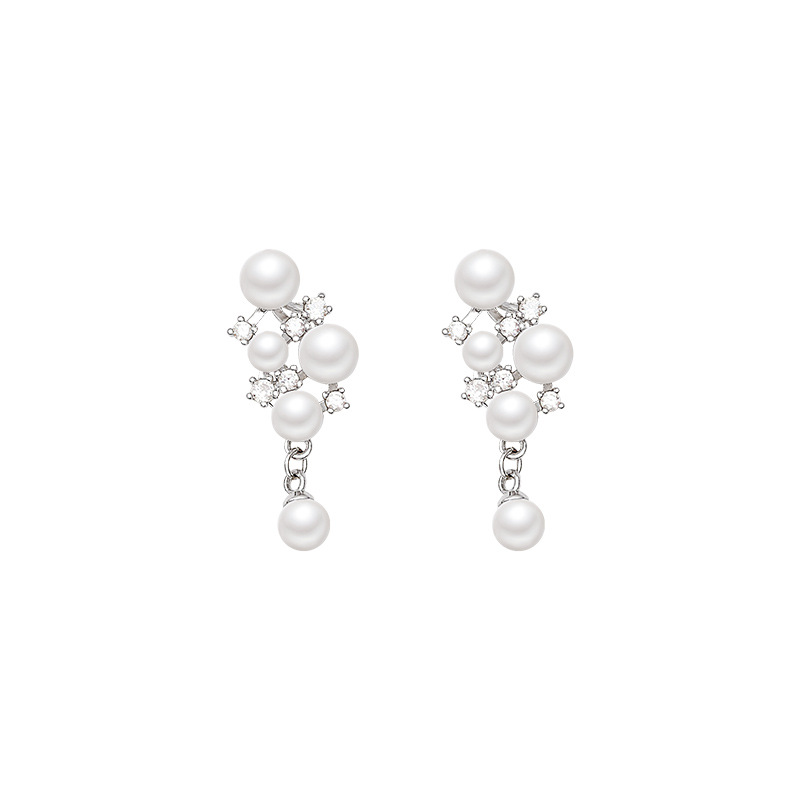 925 Silver Needle French retro pearl Stud earrings for women, ins style, fashionable and high-end design sense, versatile and elegant earrings wholesale Item Picture