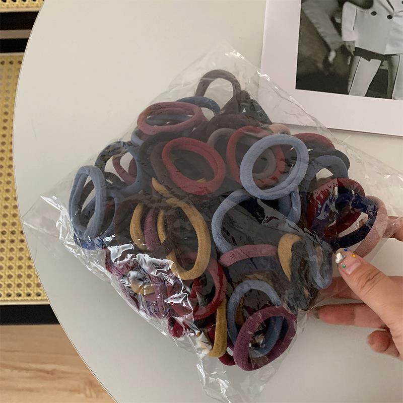 Korean-style colored towel bands, high-elasticity traceless hair bands, rubber bands, hair ties, autumn and winter color series, high ponytail girls Application Scenario