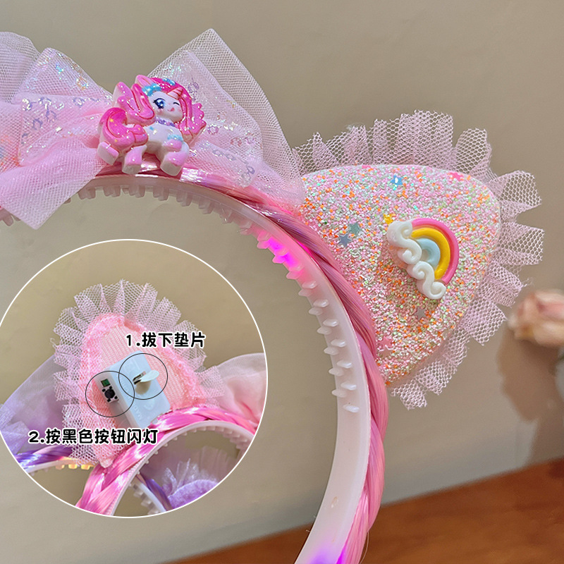 My Little Pony's glowing wig, hair band, girl crown headband, 2025 new style cartoon hair clip for little girls Application Scenario
