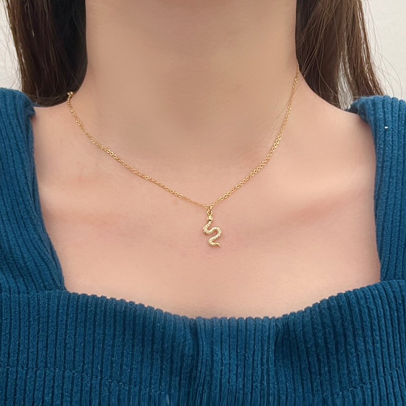 Lucky Snake Necklace for Women, a new 2024 bestseller with a light luxury and niche design sense, is a high-end collarbone chain accessory full figure
