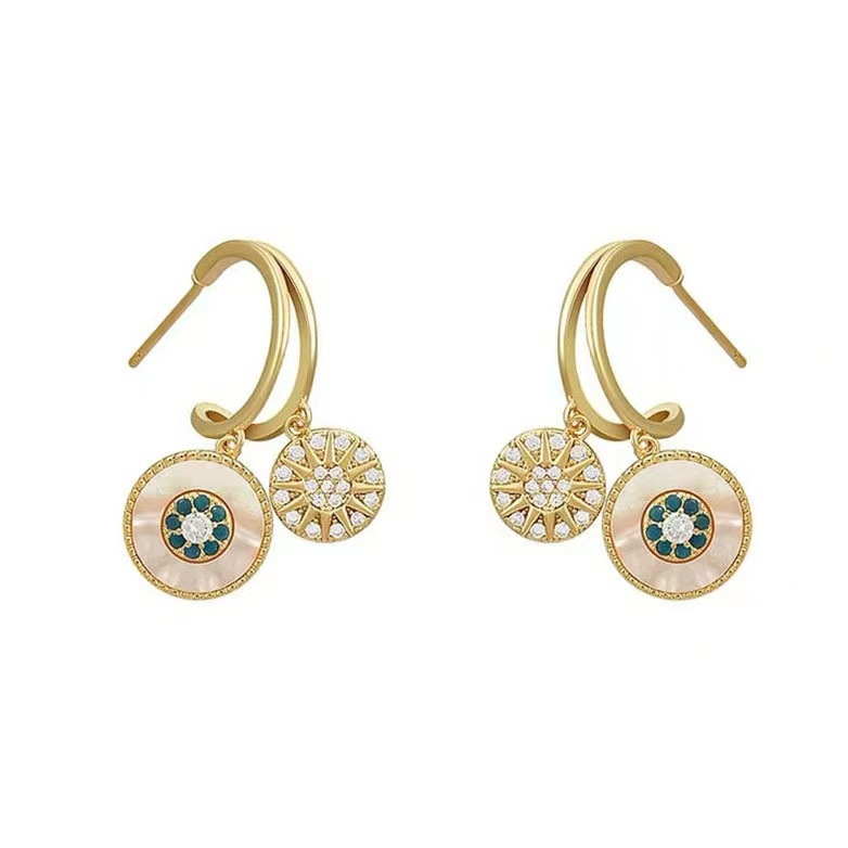 925 Silver needle circular earrings, exquisite and high-end, light luxury, retro style, gentle zircon earrings and earrings for women Item Picture