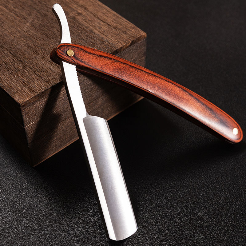 Classic Mikata colored wood handle old-fashioned razor without blades, shaving razor, shaver tool details Picture