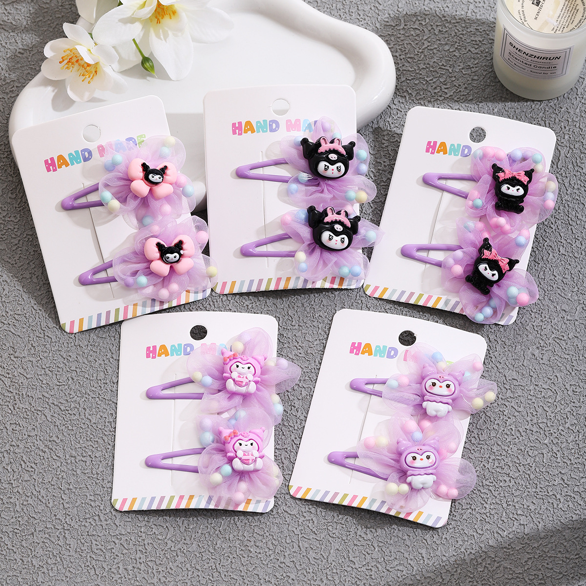 Children's mesh butterfly hair clips, side hair clips for baby girls, bangs on the forehead, broken hair clips, straight clips without damaging hair, headwear details Picture