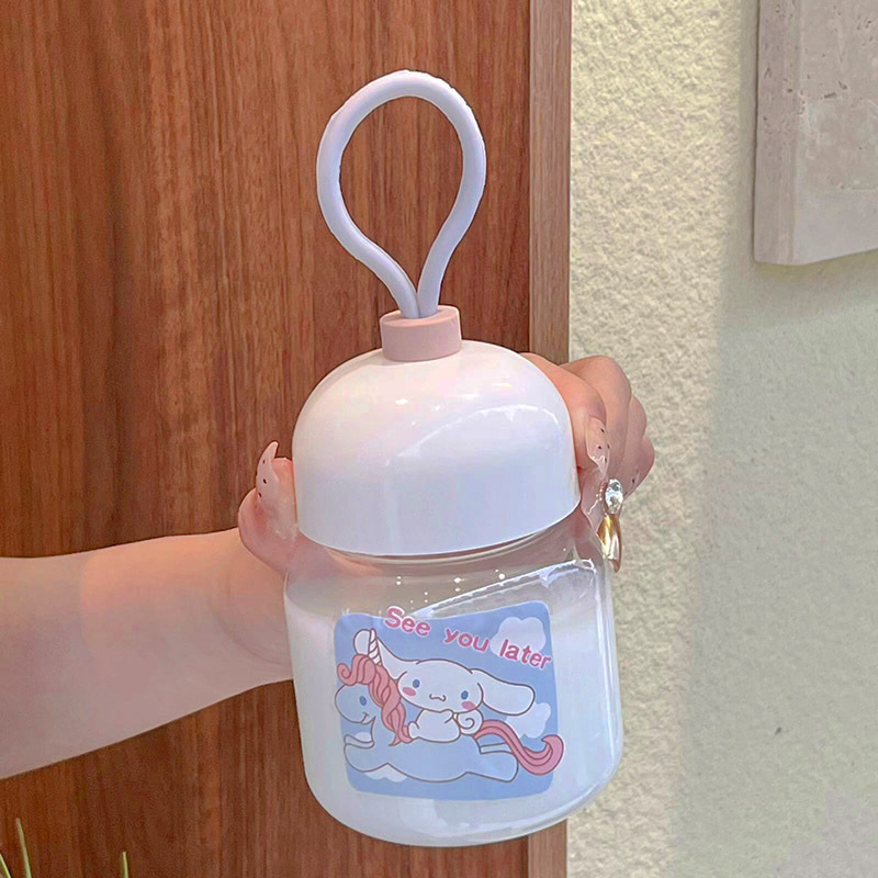 Small and handy water cup, Instagram cute sticker, girls' straw cup, portable mini plastic cup full figure