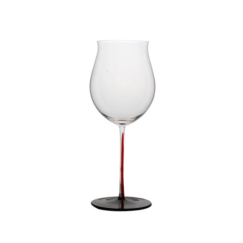 Red stand, black base, Burgundy tall glass, large lead-free crystal red wine glass, single cylinder, gift box, factory direct sales Item Picture