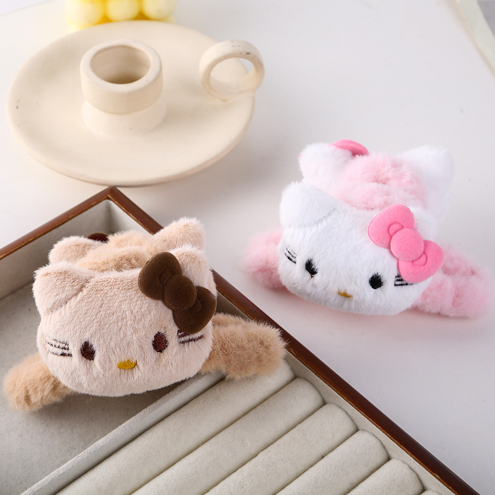 New Korean version sweet girl double-sided kt bow plush grab clip, cartoon cute shark clip, high appearance level hair clip Specification drawing