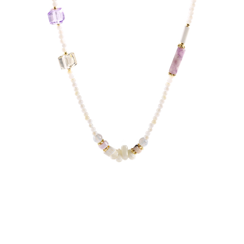 Dopamine sweet and colorful beaded necklace for women, light luxury and niche acrylic crystal collarbone chain, wholesale of popular necklaces Item Picture
