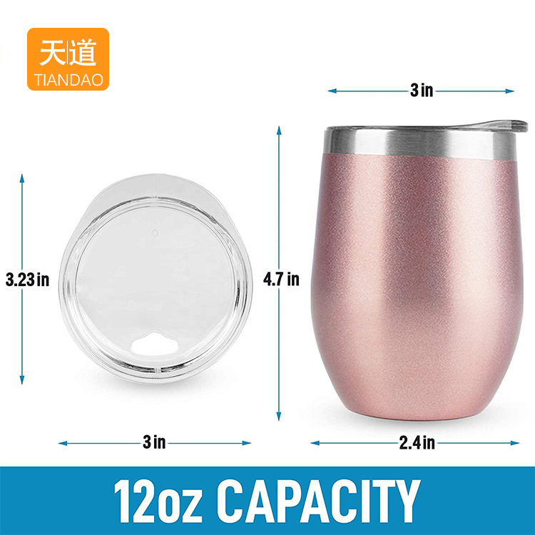 Cross-border best-selling stainless steel double-layer eggshell cup 12oz red wine glass, insulated and cold-resistant U-shaped large-bellied egg cup details Picture