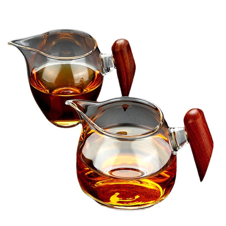 Muque Fair Cup, Japanese-style glass heat-resistant wood, fair cup, kung Fu tea set, tea ware, tea sea, tea set accessories Item Picture