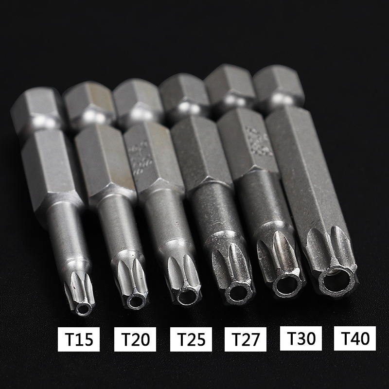 S2 steel 1/4 pneumatic screwdriver with holes, plum blossom hexagon socket type screwdriver, T-shaped six-star screwdriver bit, screwdriver Application Scenario