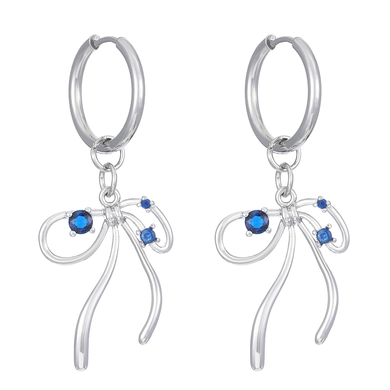 European and American cross-border ins Zircon bow earrings, earrings, rings, necklaces, women's jewelry set, high-end three-piece set Item Picture