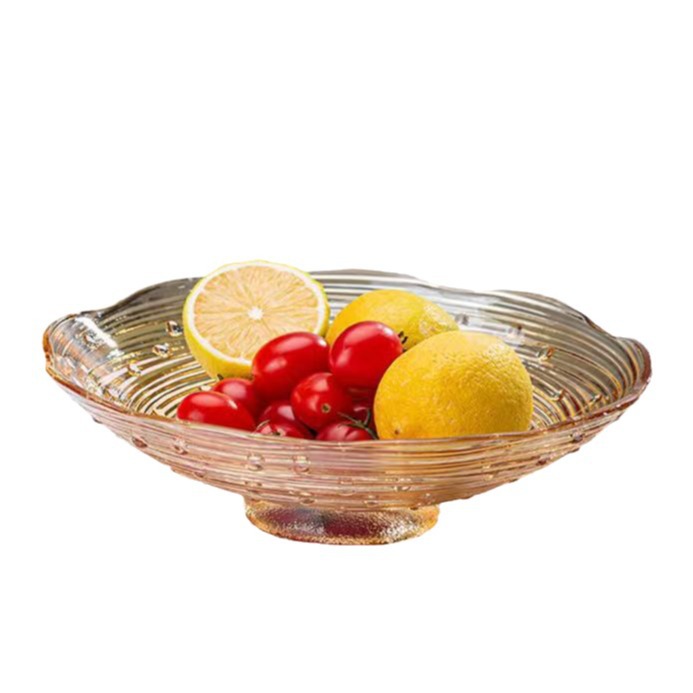 European-style glass fruit platter, modern high appearance level, household fruit platter, glass high-end dessert platter, gift for opening Item Picture