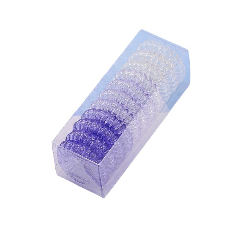 9 box-packed light-changing phone coils, cross-border European and American TPU phone coils, simple and elegant, small size, hair tied up, transparent hair Item Picture