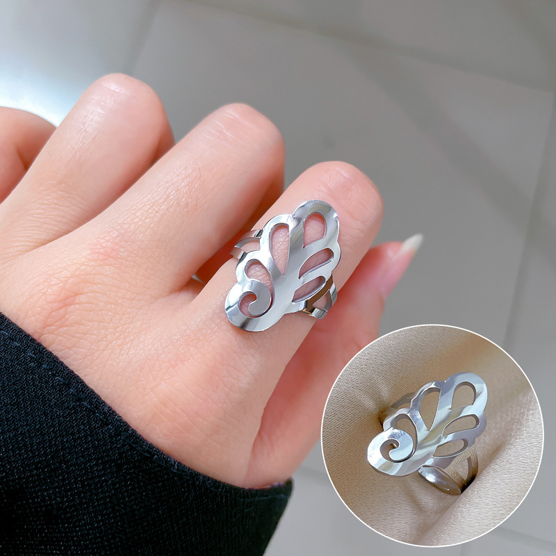 【 Non-Fading 】 Red Spider Lily titanium steel cold style dance ring for men and women, trendy and simple food rings on Instagram full figure