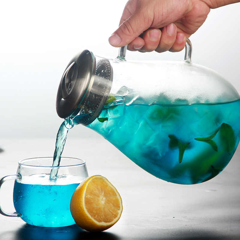 Wholesale glass juice kettles, household filtering cold water kettles, creative high appearance level, high-temperature resistant, matte cold water kettles, fruit tea kettles Application Scenario