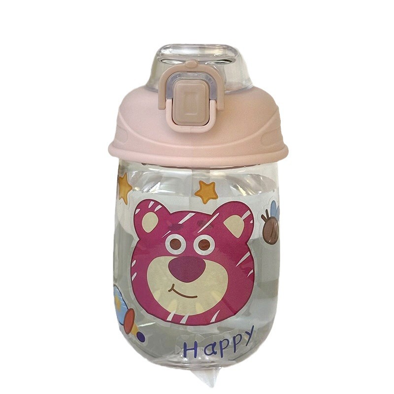 Girls' water cup, high-temperature resistant, Ins-style cute stickers, girls' straw cup, portable large-capacity cup, bouncing cup Item Picture