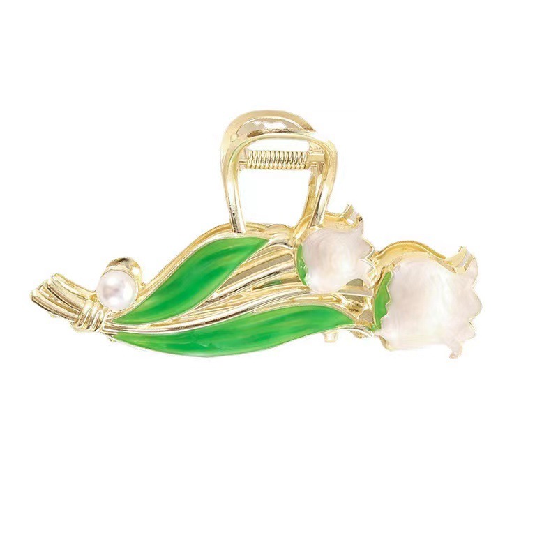 Ethereal and gentle lily of the valley hair clipper at the back of the head, a popular female summer shark clipper, a large, high-end hair accessory Item Picture
