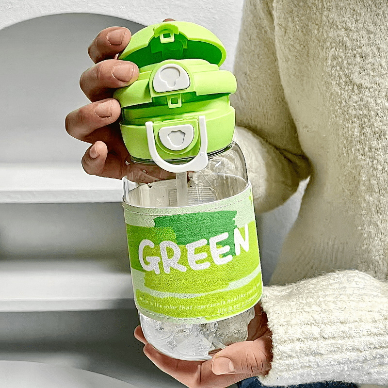 New 2025 double-drinking plastic cup, high appearance level for students, cute milk cup for girls on Instagram, portable straw cup for work full figure
