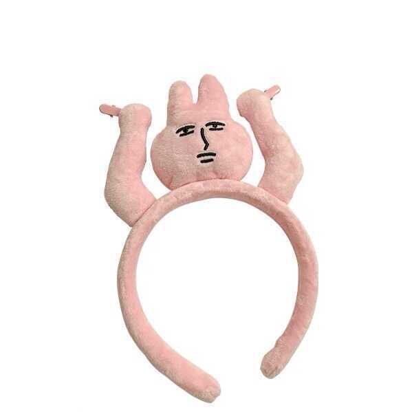 Pink rabbit funny hair band, fun headband, a funny and cute cartoon hair accessory for girls to wash their faces, grab bangs and pull their hair Item Picture