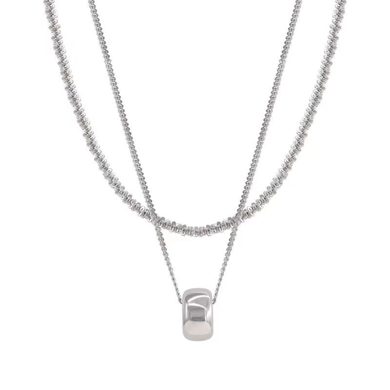 Double-layered, sparkling and simple circular necklace for women, 2025 new style, versatile hoodie chain, light luxury accessory wholesale Item Picture