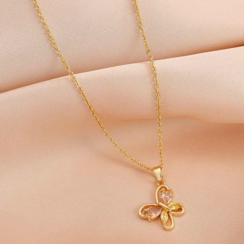 The new Instagram Korean version zircon butterfly necklace is a simple and fashionable female Internet celebrity collarbone chain with a unique and sweet charm Specification drawing