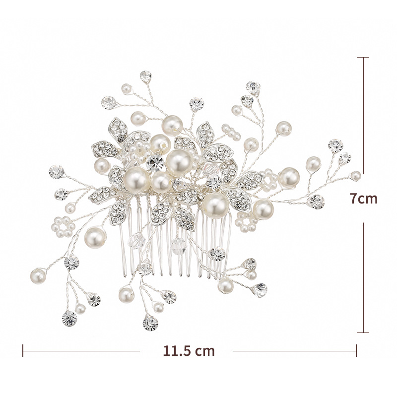 European and American wedding accessories, bride combs, handcrafted pearl headwear, alloy rhinestone coils, hair combs, manufacturer wholesale accessories Item Picture