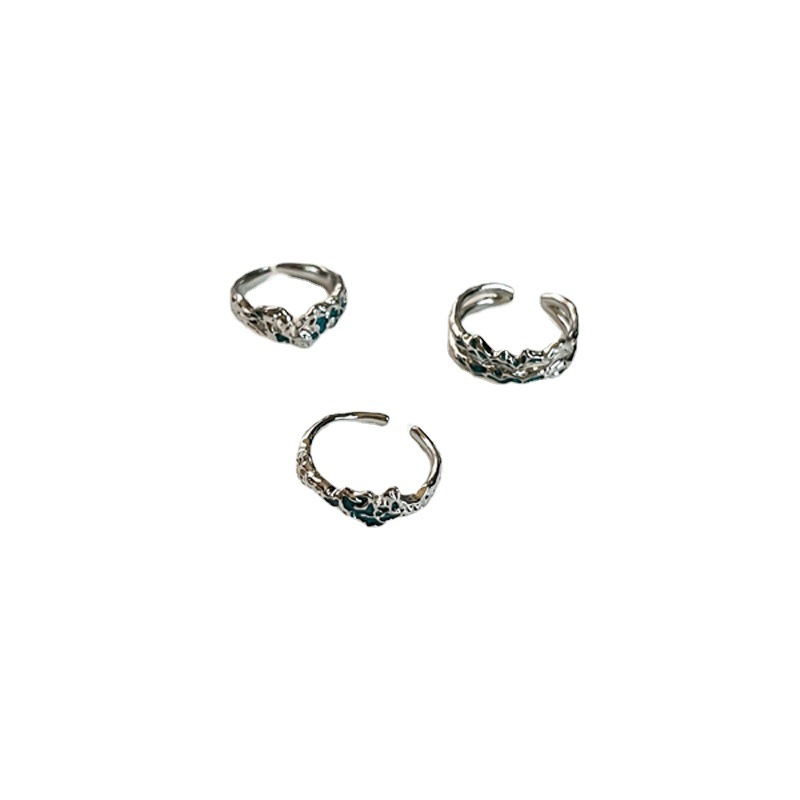 Lava drop glaze irregular French pleated open ring for women, dark and unique, ins style high-end ring Item Picture